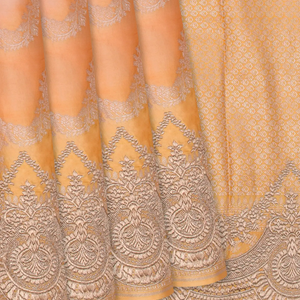 Yellow Rangkat Silk Saree With Embroidered Motifs-Yellow