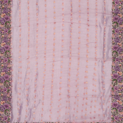 Lavender Georgette Silk Saree With Embroidered Motifs-Lavander