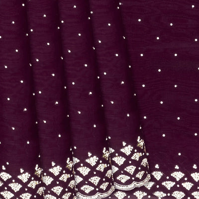 Magenta Woven Viscose Saree With Embroidered Floral Motifs Border-Magenta