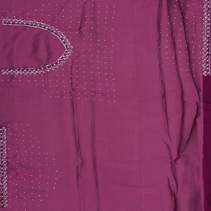 Burgundy Woven Viscose Saree With Embroidered Sequin Motifs-Burgundy