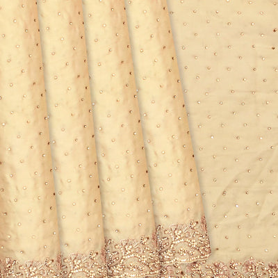 Cream Woven Crepe Silk Saree With Embroidered Sequin Motifs-Cream