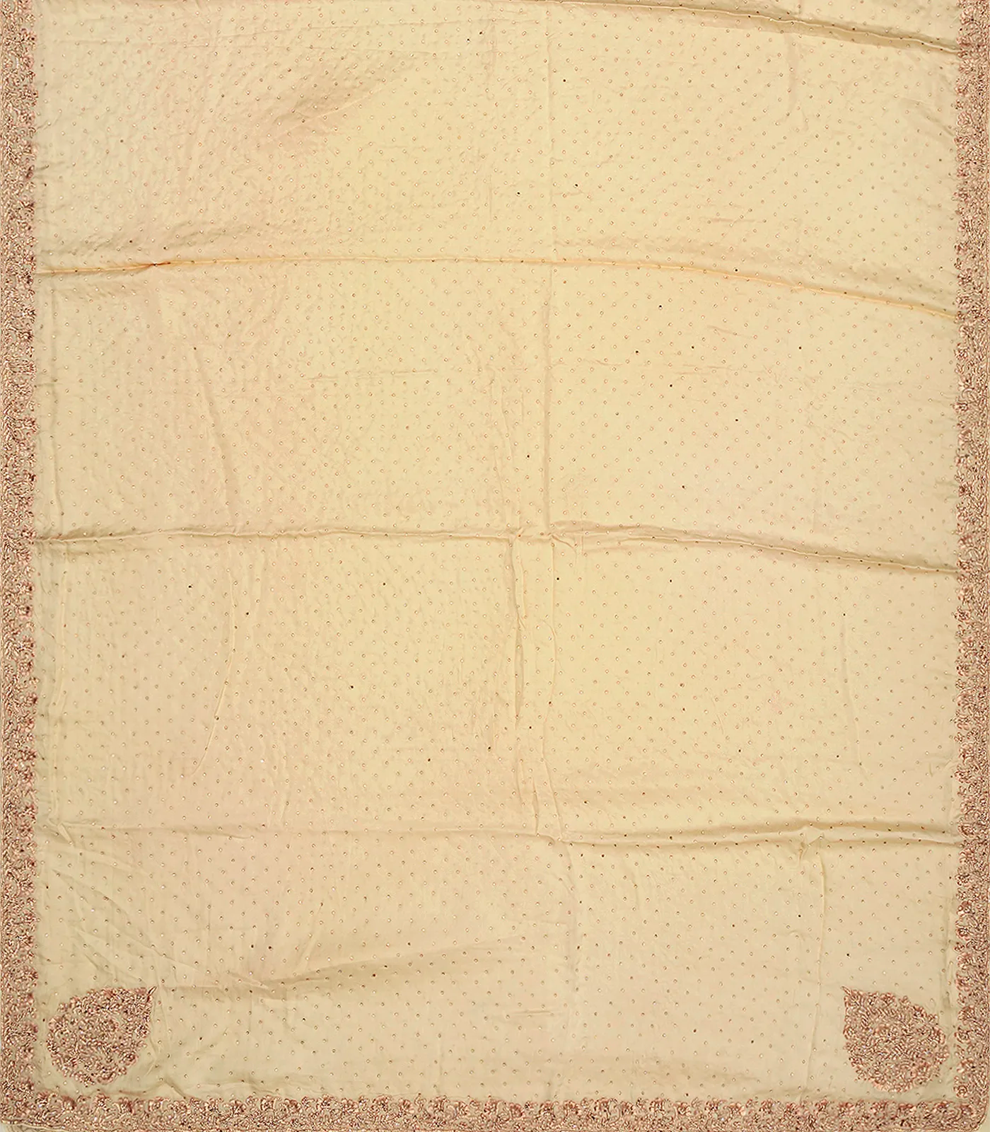 Cream Woven Crepe Silk Saree With Embroidered Sequin Motifs-Cream