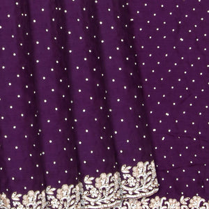 Dark Purple Woven Crepe Silk Saree With Embroidered Sequin Motifs-Purple