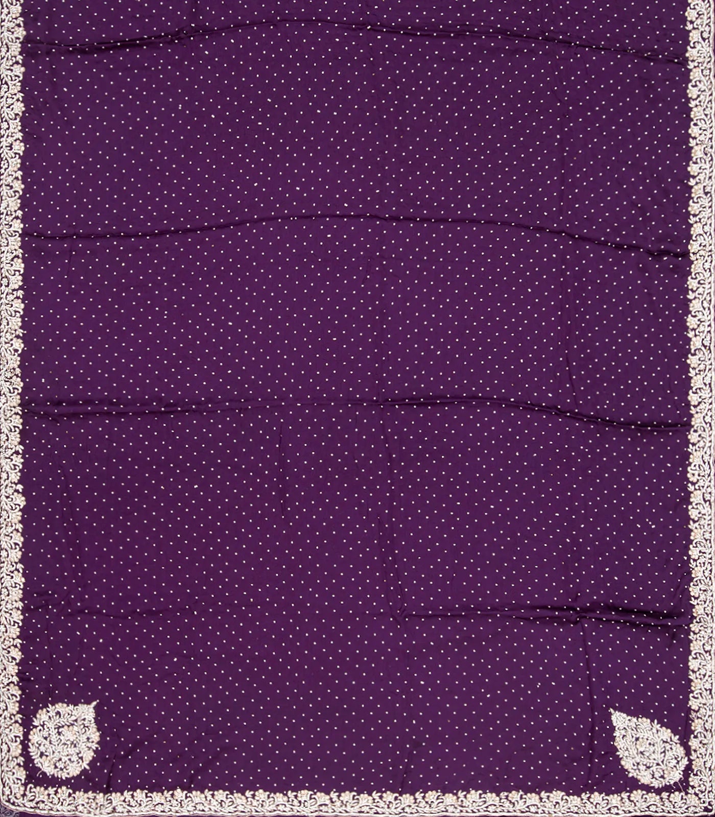 Dark Purple Woven Crepe Silk Saree With Embroidered Sequin Motifs-Purple