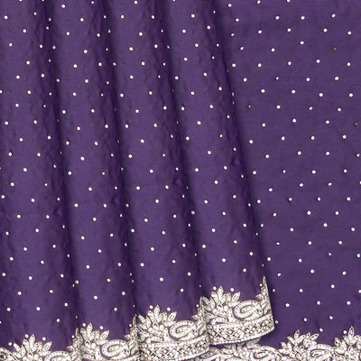 Lilac Woven Crepe Silk Saree With Embroidered Sequin Motifs-Lilac