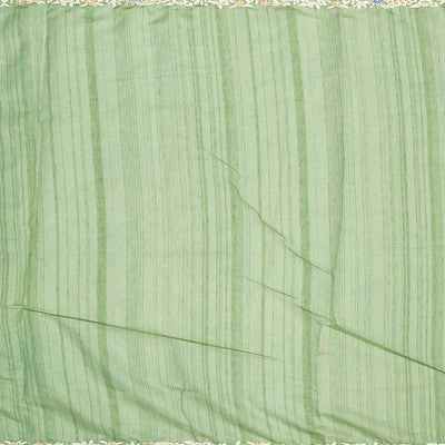Cardamom Green Blended Dupion Saree With Embroidered Meena Motifs-Cardamom Green