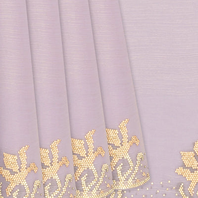 Lavender Blended Tissue Saree With Embroidered Motifs-Lavander