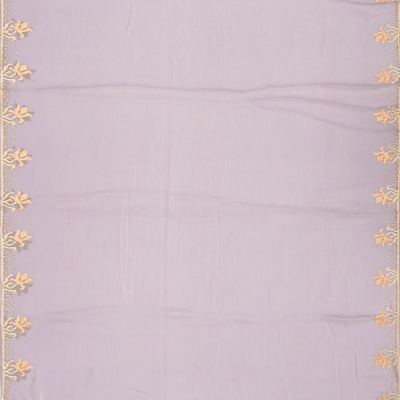 Lavender Blended Tissue Saree With Embroidered Motifs-Lavander