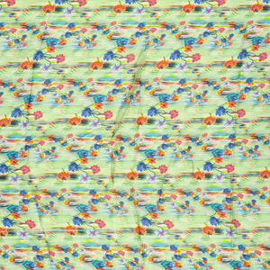 Mint Green Embroidered Cotton Saree With Stone Work Body-Mint Green