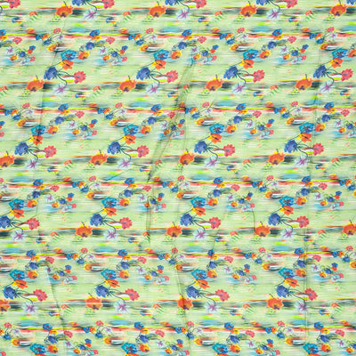 Mint Green Embroidered Cotton Saree With Stone Work Body-Mint Green