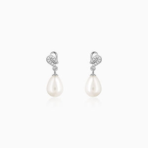 Silver Elegant Pearl Drop Earrings