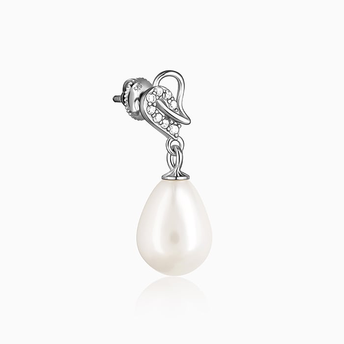 Silver Elegant Pearl Drop Earrings