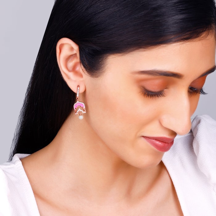 Rose Gold Hawa Mahal Earrings
