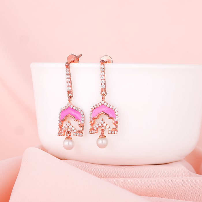 Rose Gold Hawa Mahal Earrings