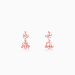 Rose Gold Peacock Jhumki Earrings