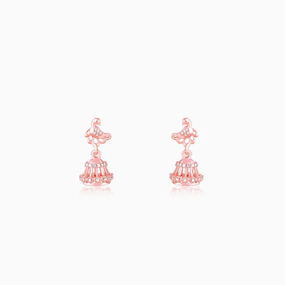 Rose Gold Peacock Jhumki Earrings