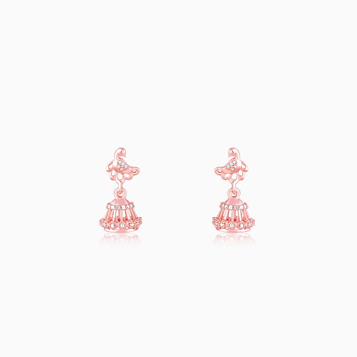 Rose Gold Peacock Jhumki Earrings