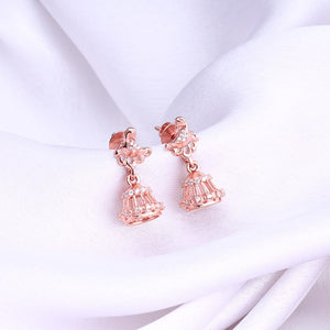 Rose Gold Peacock Jhumki Earrings