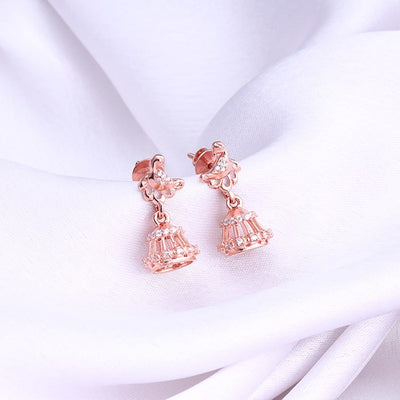 Rose Gold Peacock Jhumki Earrings