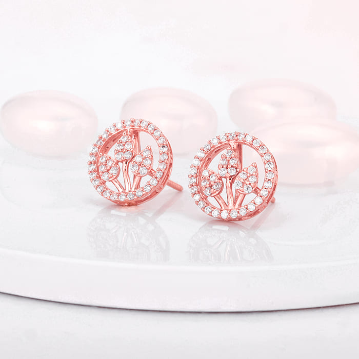 Rose Gold Leafy Lustre Earrings