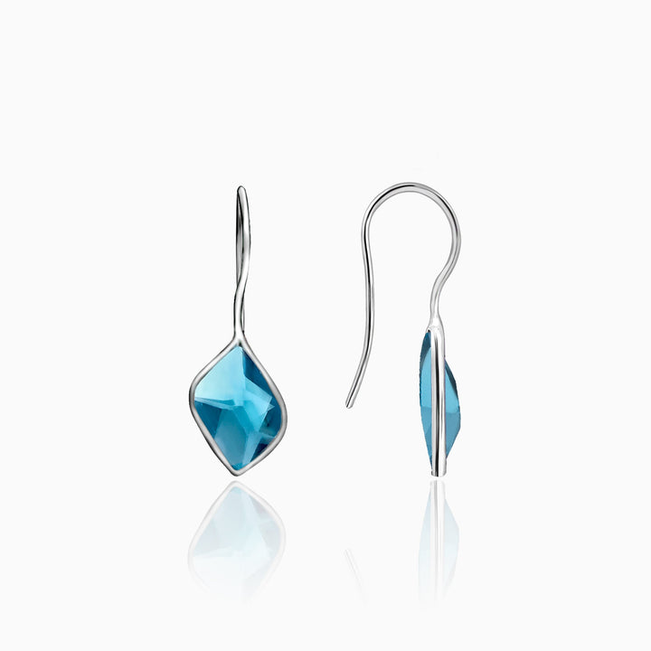 Silver Royal Blue Crystal Earrings