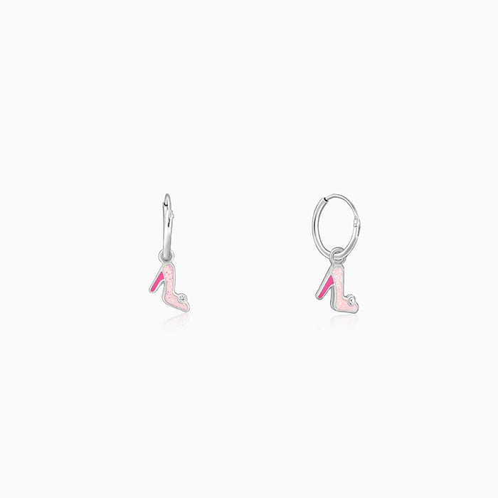 Silver Cinderella Shoes Kids Hoop Earrings (4-12 yrs)