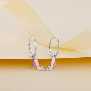 Silver Cinderella Shoes Kids Hoop Earrings (4-12 yrs)