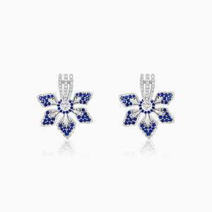 Silver Blue Ebony Convertible Earrings