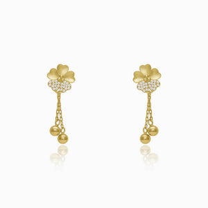 Golden Clover Dangle Earrings