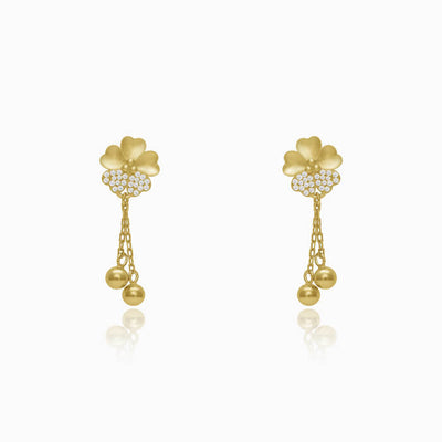 Golden Clover Dangle Earrings