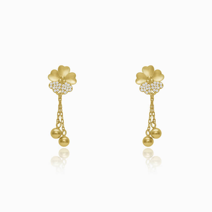Golden Clover Dangle Earrings