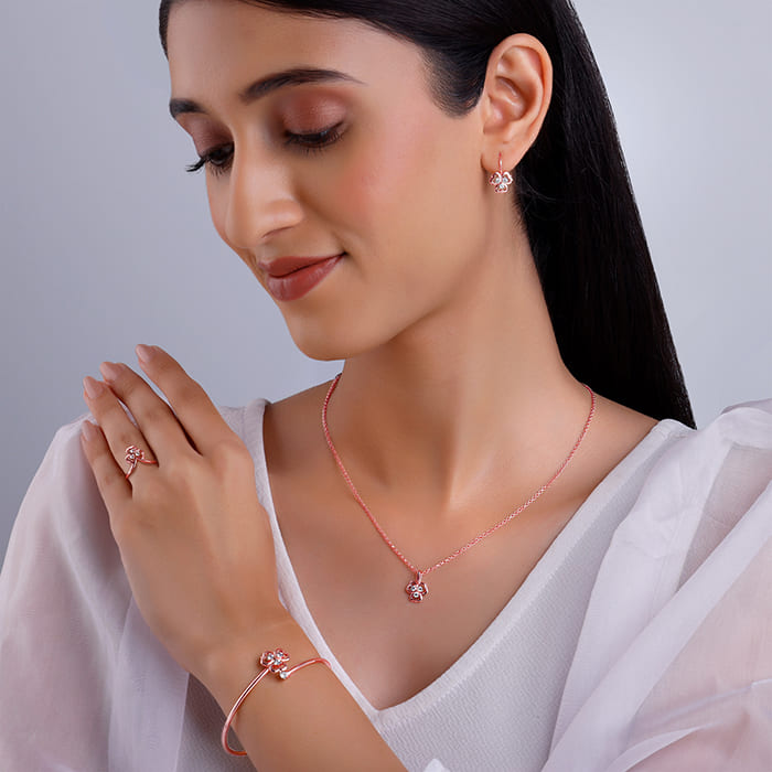 Rose Gold Three Leaf Clover Set of Four