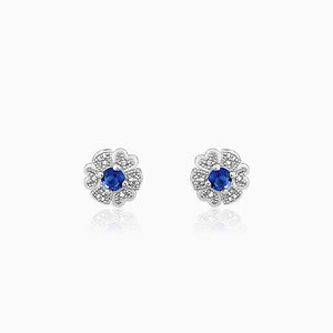 Silver Royal Blue Bloom Studs