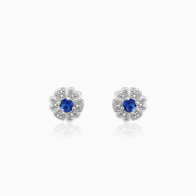 Silver Royal Blue Bloom Studs