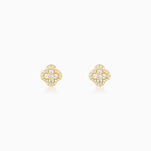 Golden Pansy Flower Earrings