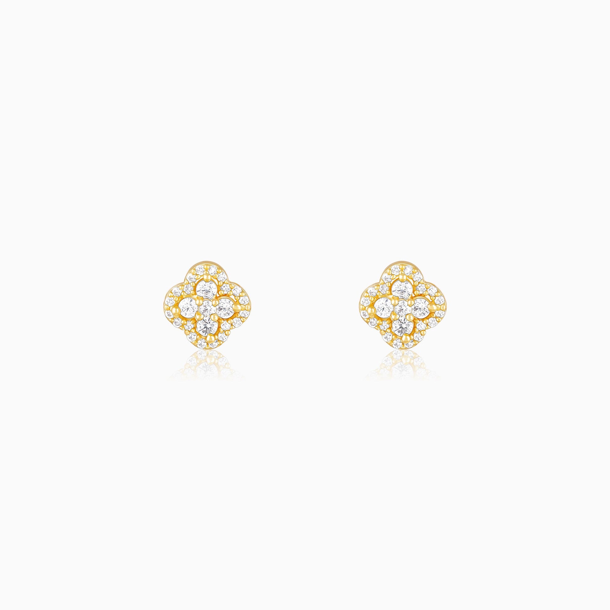 Golden Pansy Flower Earrings