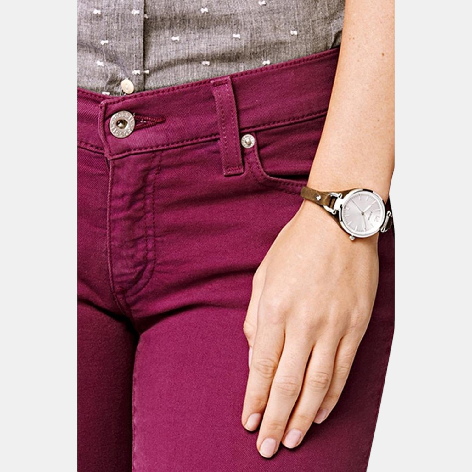 Georgia Women Quartz Silver Dial Analog Leather Watch ES3060