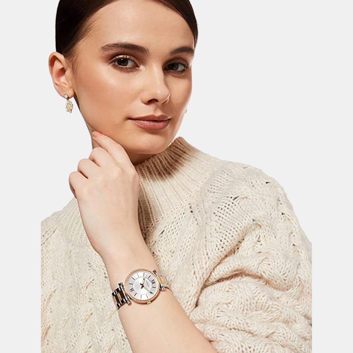 Carlie Women Quartz Silver Dial Analog Stainless Steel Watch ES4342