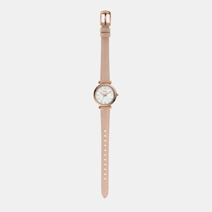 Carlie Women Quartz White Mother Of Pearl Dial Analog Leather Watch ES4699