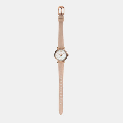 Carlie Women Quartz White Mother Of Pearl Dial Analog Leather Watch ES4699