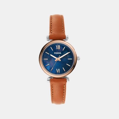 Carlie Women Quartz Blue Mother Of Pearl Dial Analog Leather Watch ES4701