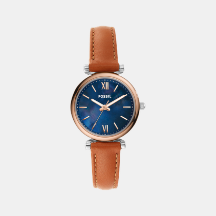 Carlie Women Quartz Blue Mother Of Pearl Dial Analog Leather Watch ES4701