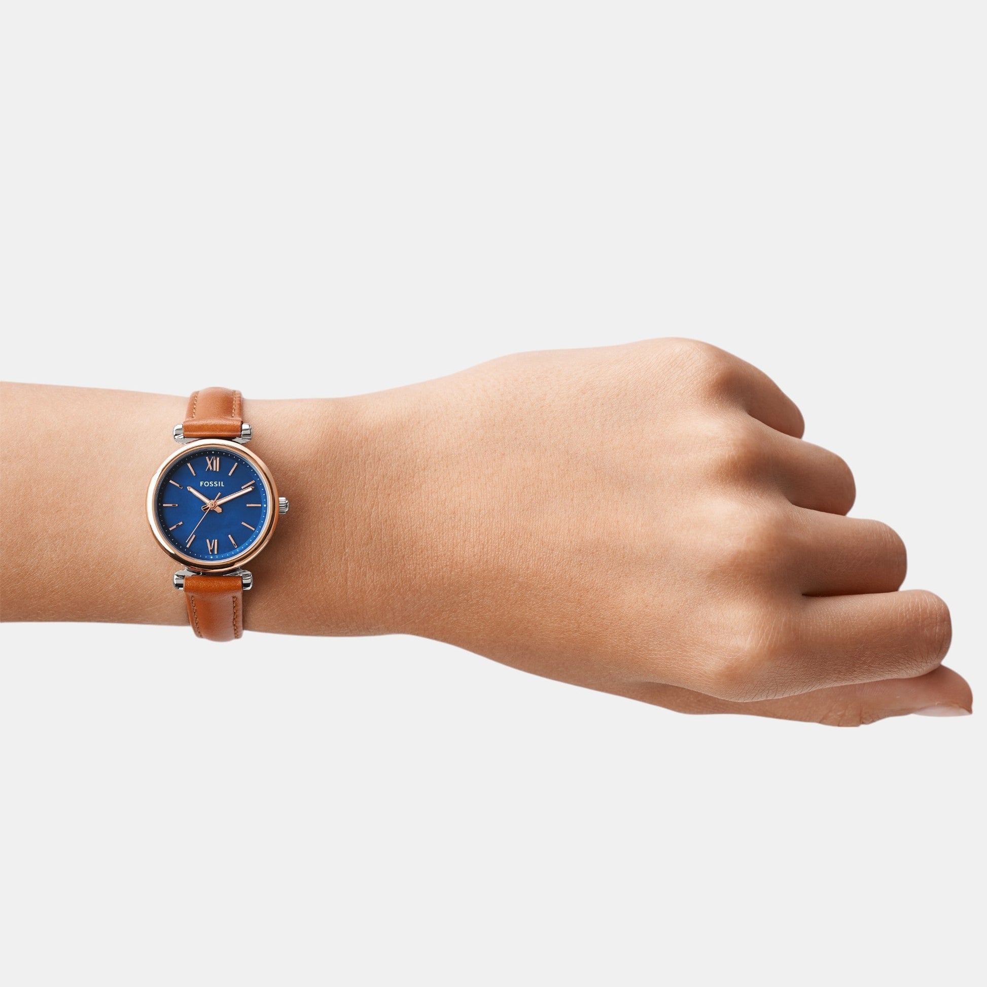 Carlie Women Quartz Blue Mother Of Pearl Dial Analog Leather Watch ES4701