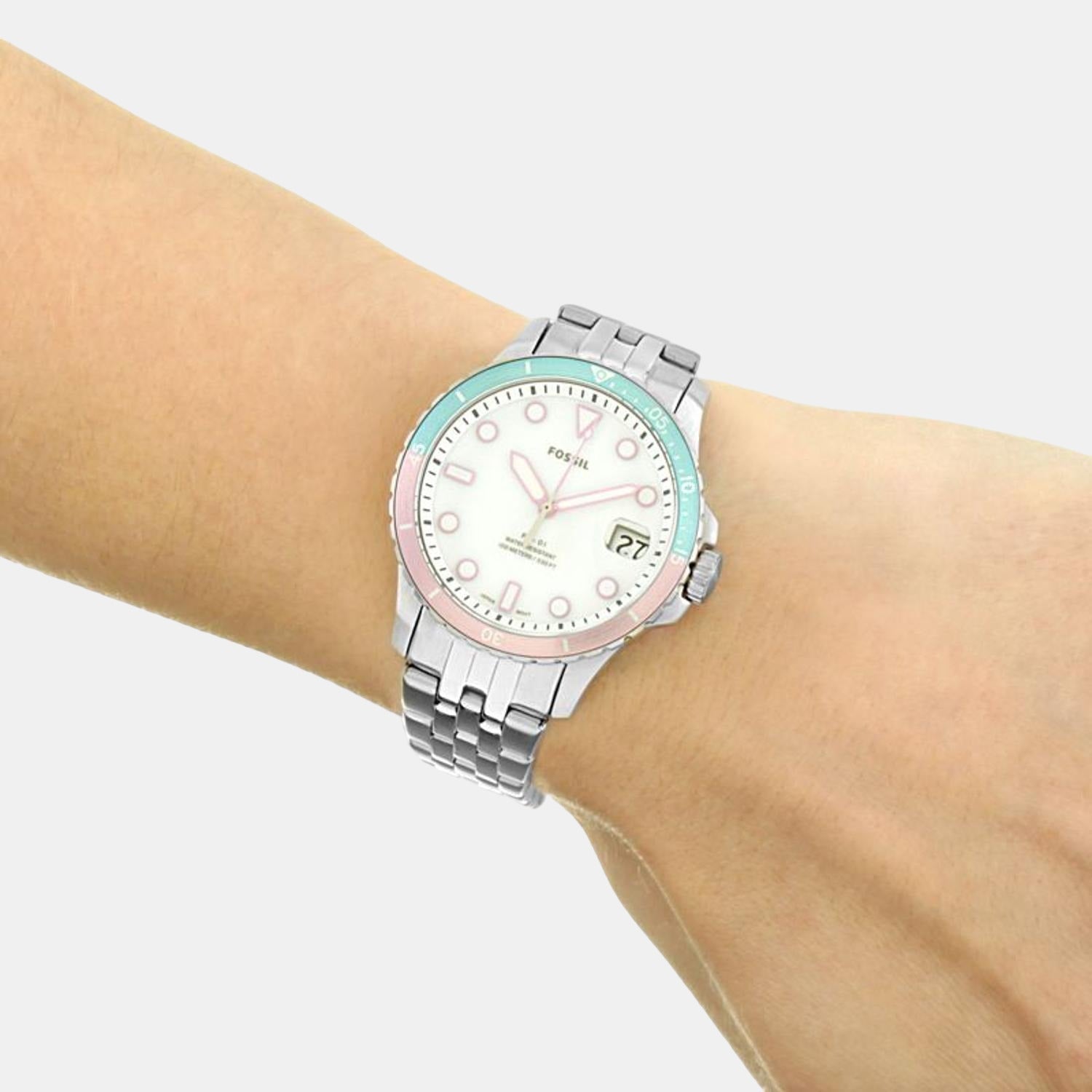 Fb-01 Women Quartz Grey Dial Analog Stainless Steel Watch ES4741