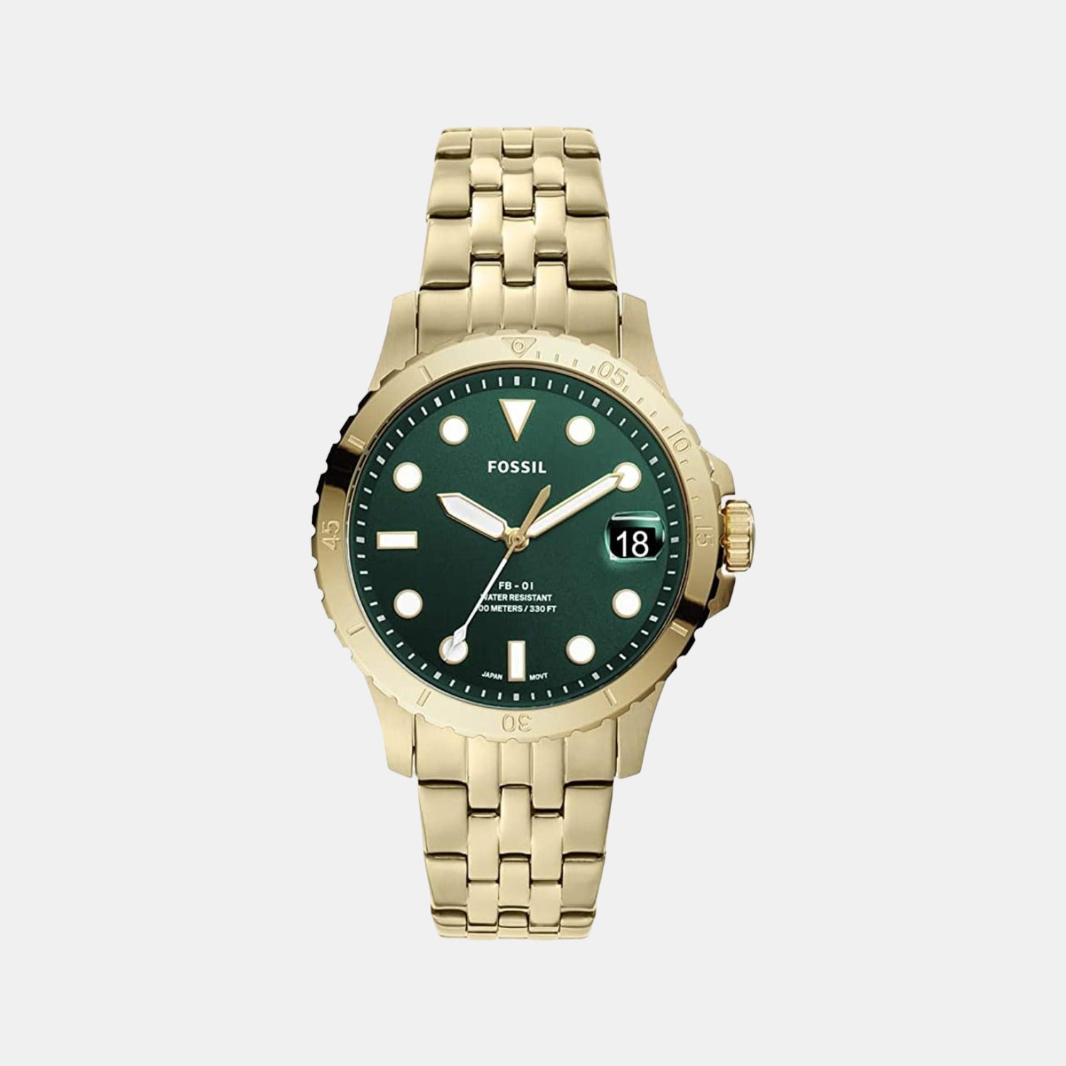 Fb-01 Women Quartz Green Dial Analog Stainless Steel Watch ES4746