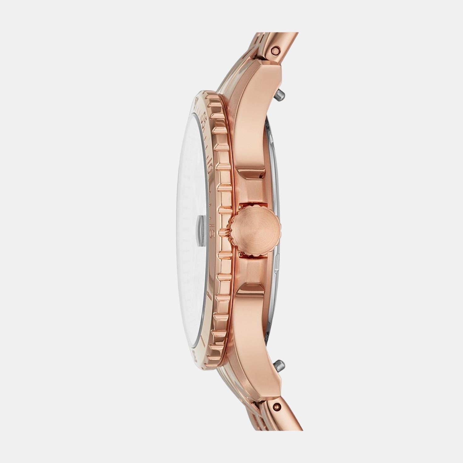 Fb-01 Women Quartz Rose Gold Dial Analog Stainless Steel Watch ES4748