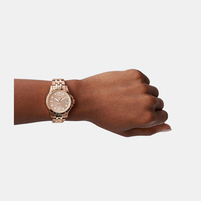 Fb-01 Women Quartz Rose Gold Dial Analog Stainless Steel Watch ES4748