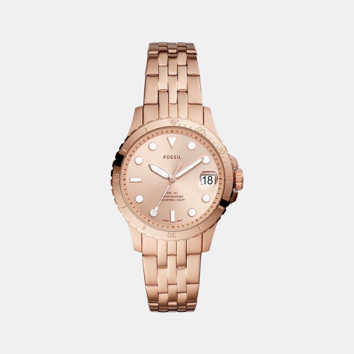Fb-01 Women Quartz Rose Gold Dial Analog Stainless Steel Watch ES4748