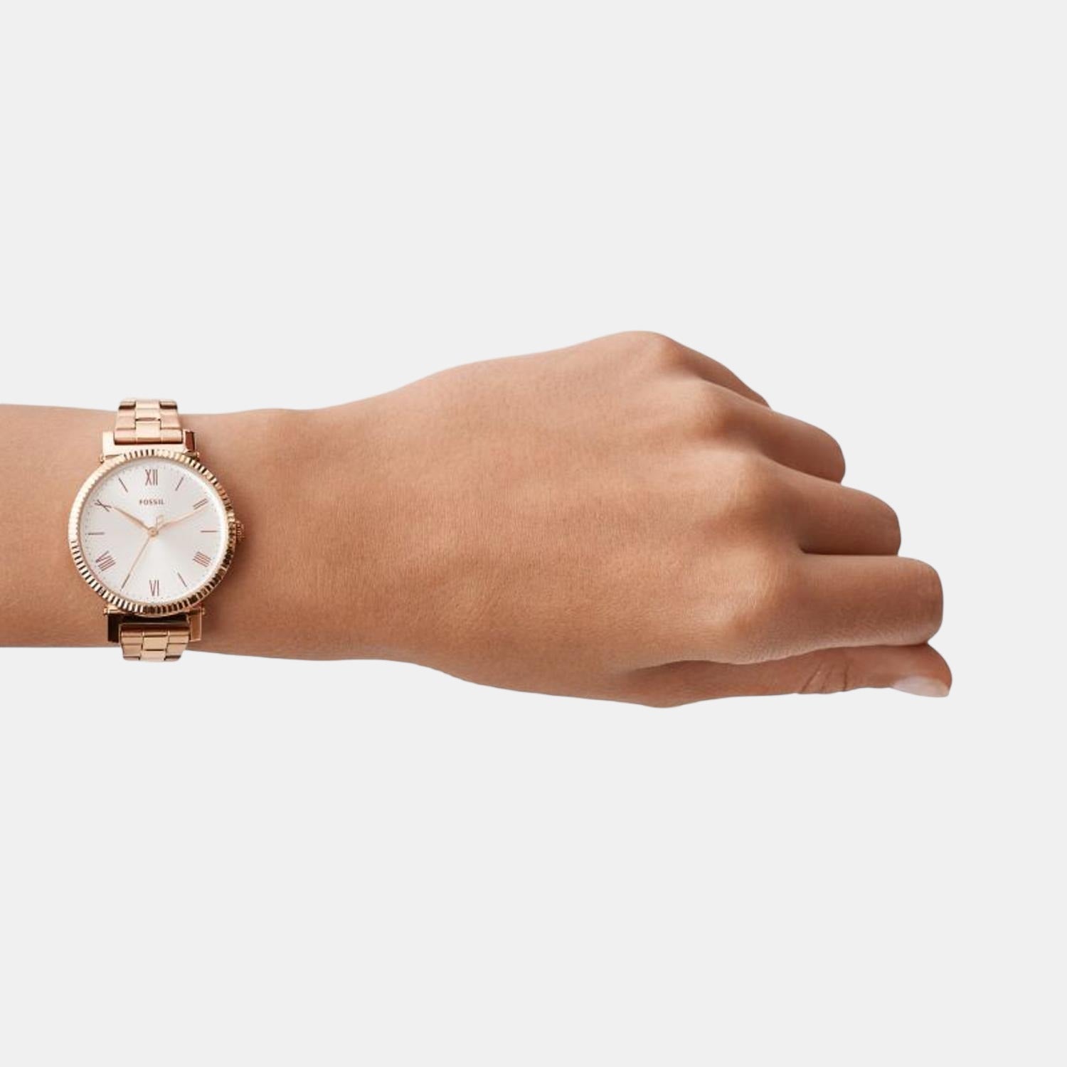 Daisy 3 Hand Women Quartz Silver Dial Analog Stainless Steel Watch ES4791