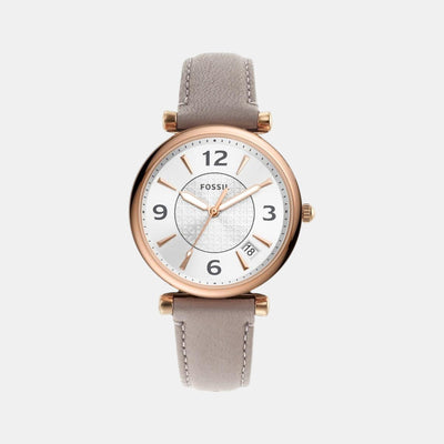 Carlie Women Quartz Silver Dial Analog Leather Watch ES5161